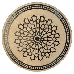 Outdoor Moroccan Round Mosaic Tile Dining Table on Iron Base 47 in.