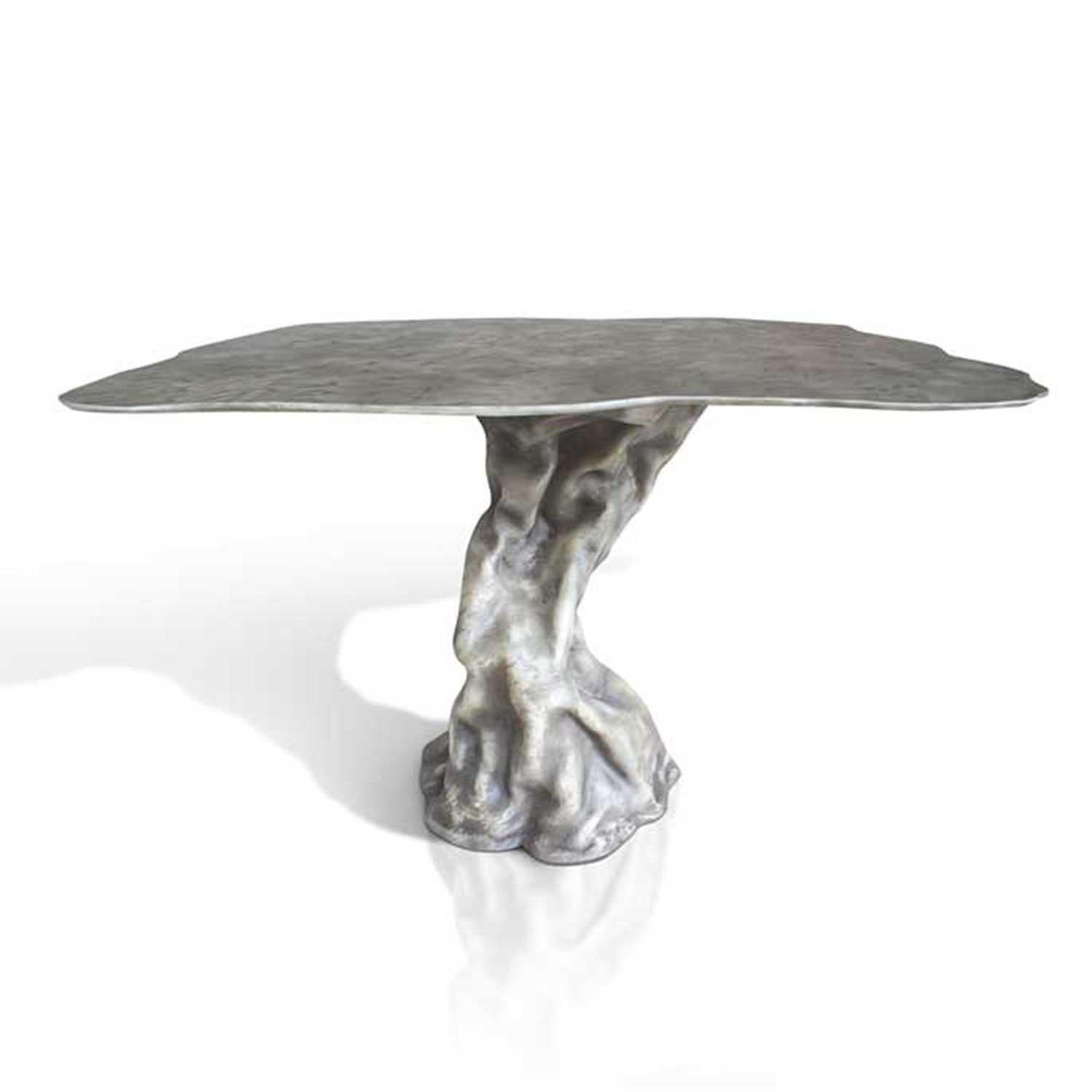 Modern Outdoor Organic Shaped Dining Table in Aged Resin For Sale