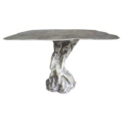 Outdoor Organic Shaped Dining Table in Aged Resin