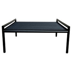 Outdoor-Ottomane Edelstahl pulverbeschichtet schwarz + schwarze Schnur / Vorrätig