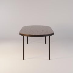 Outdoor Oval Dining Table with Marble Top and Metal Frame