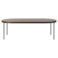 Table de salle à manger ovale d'extérieur avec plateau en marbre et cadre métallique