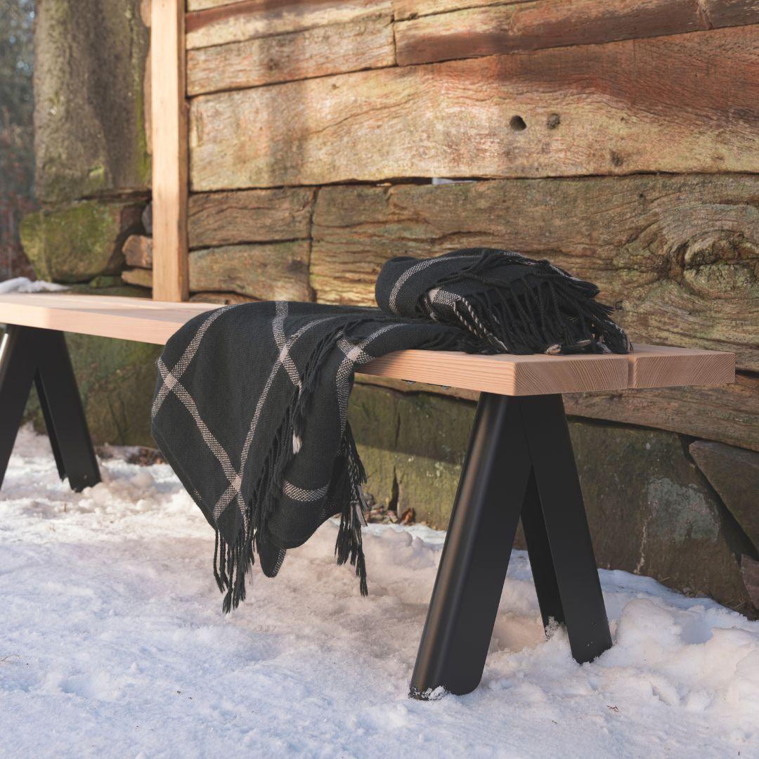 Outdoor 'Overlap' bench in western red cedar and black steel for Skagerak

Skagerak was founded in 1976 by Jesper and Vibeke Panduro, who took inspiration from their love of Scandinavian design and its rich tradition. The brand emphasizes