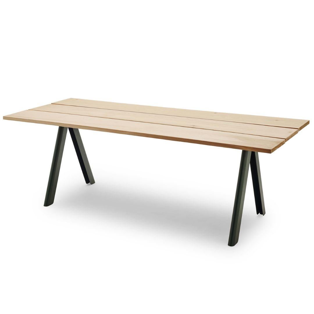 Outdoor 'Overlap' Table in Western Red Cedar and Hunter Green Steel for Skagerak For Sale 7