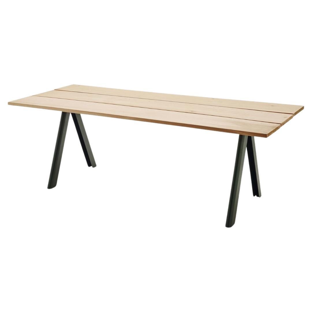 Outdoor 'Overlap' Table in Western Red Cedar and Hunter Green Steel for Skagerak For Sale