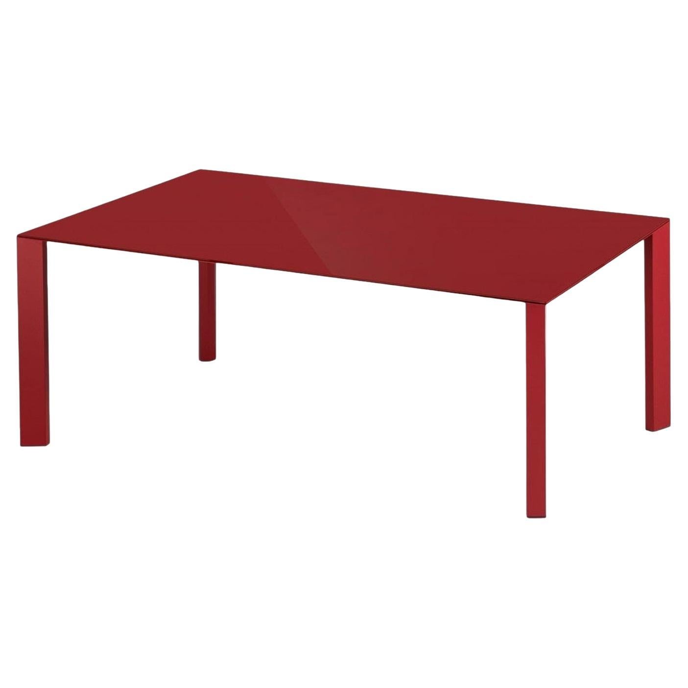 Outdoor Glass Dining Table in Lacquered Metal Frame For Sale
