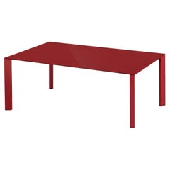 Outdoor Dining Table in Cherry Red Painted Glass