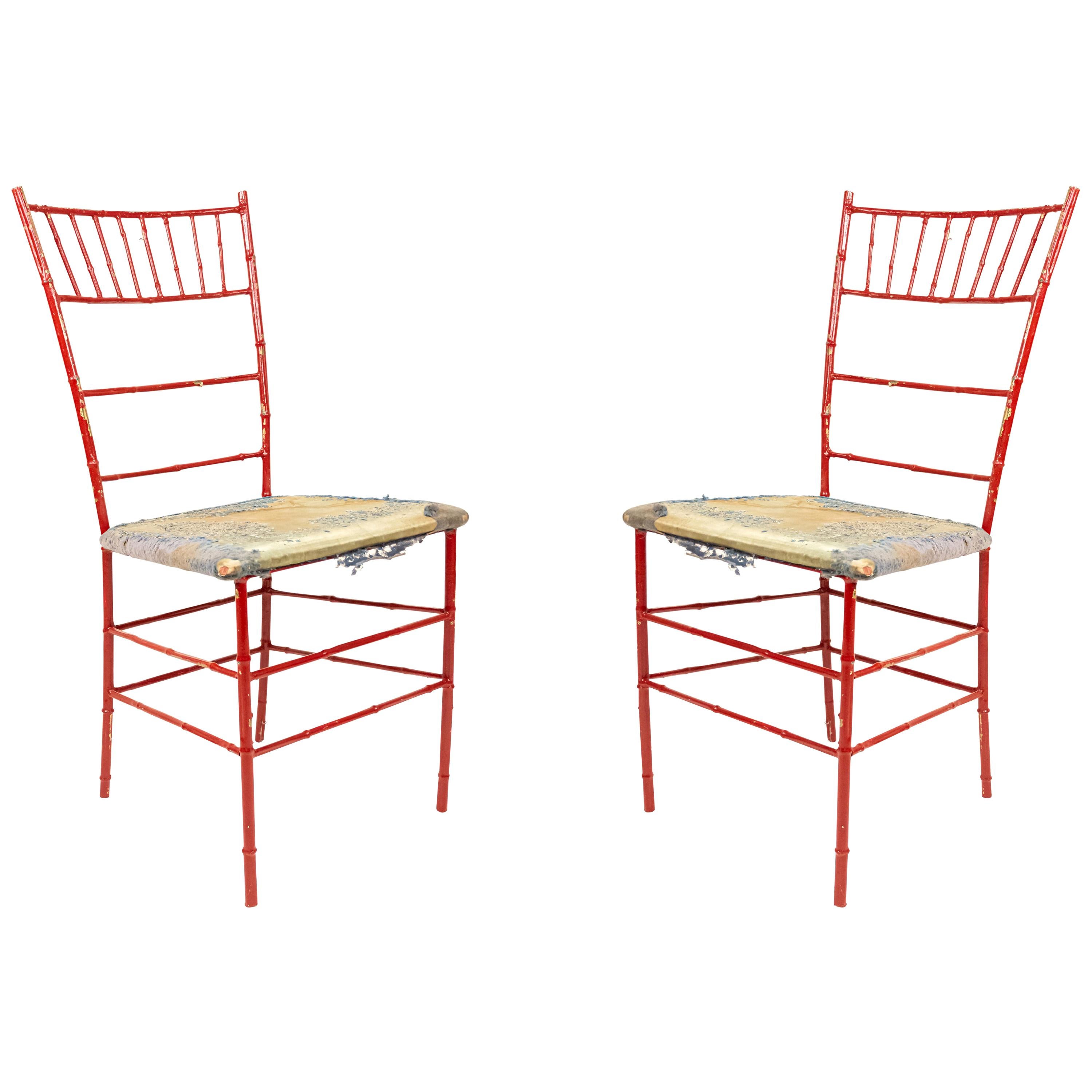 Outdoor Painted Iron Side Chairs