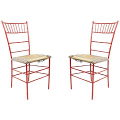 Vintage Outdoor Painted Iron Side Chairs