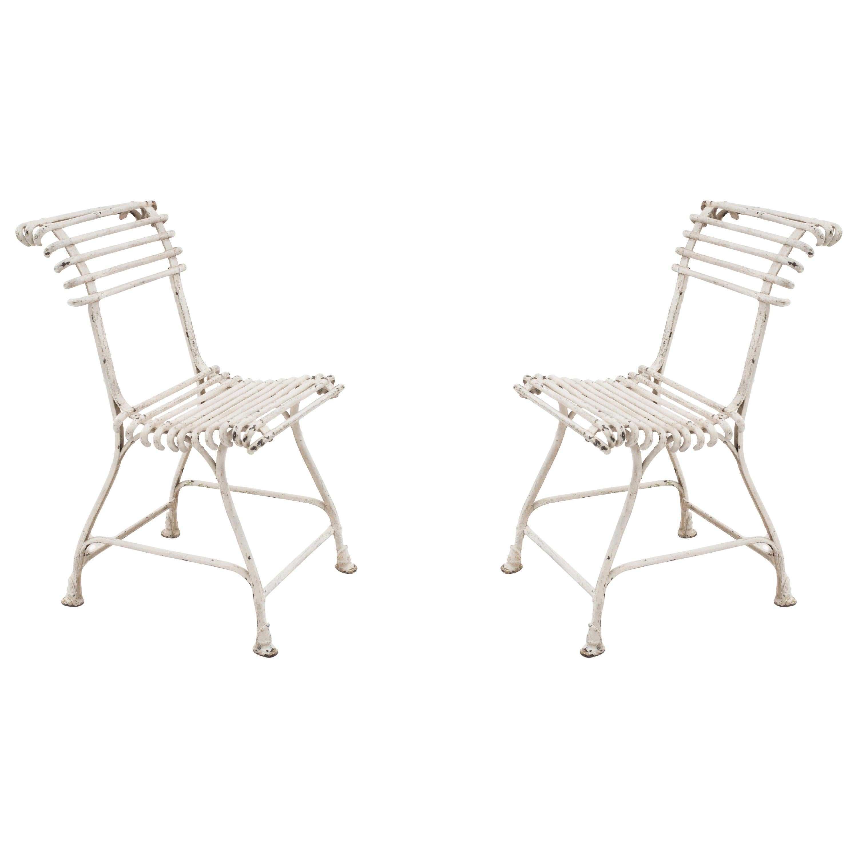 Outdoor Painted Iron Side Chairs For Sale