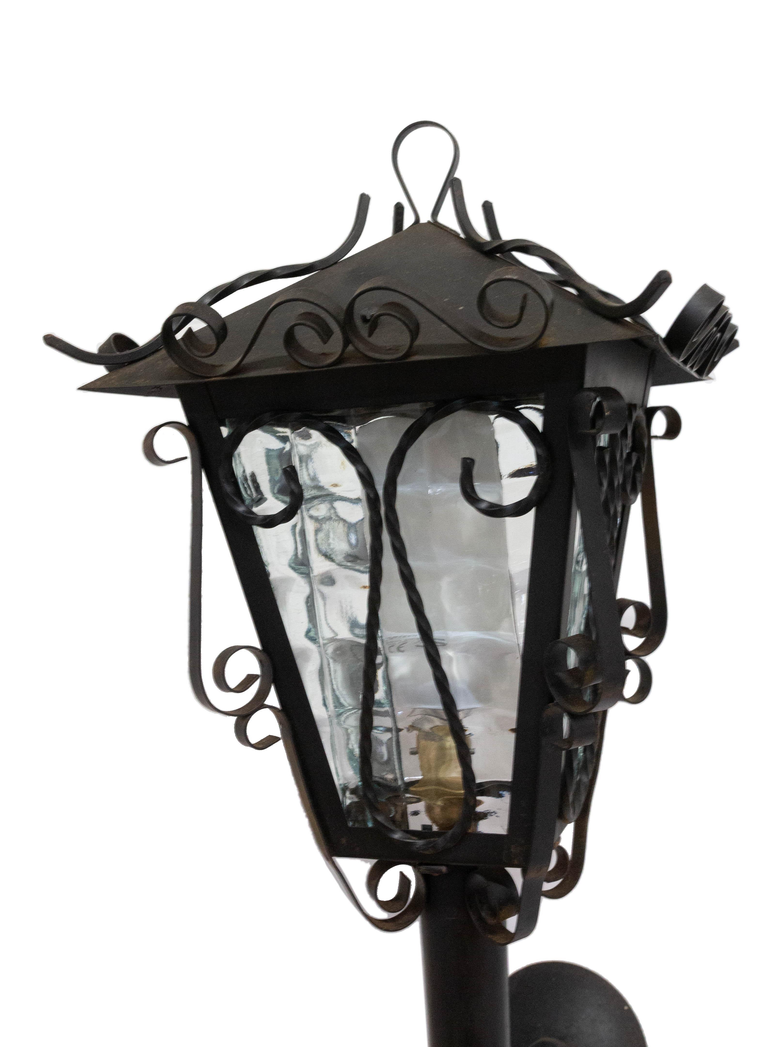 Outdoor Pair Sconces Exterior Wall Light Lantern Iron Glass, French  1