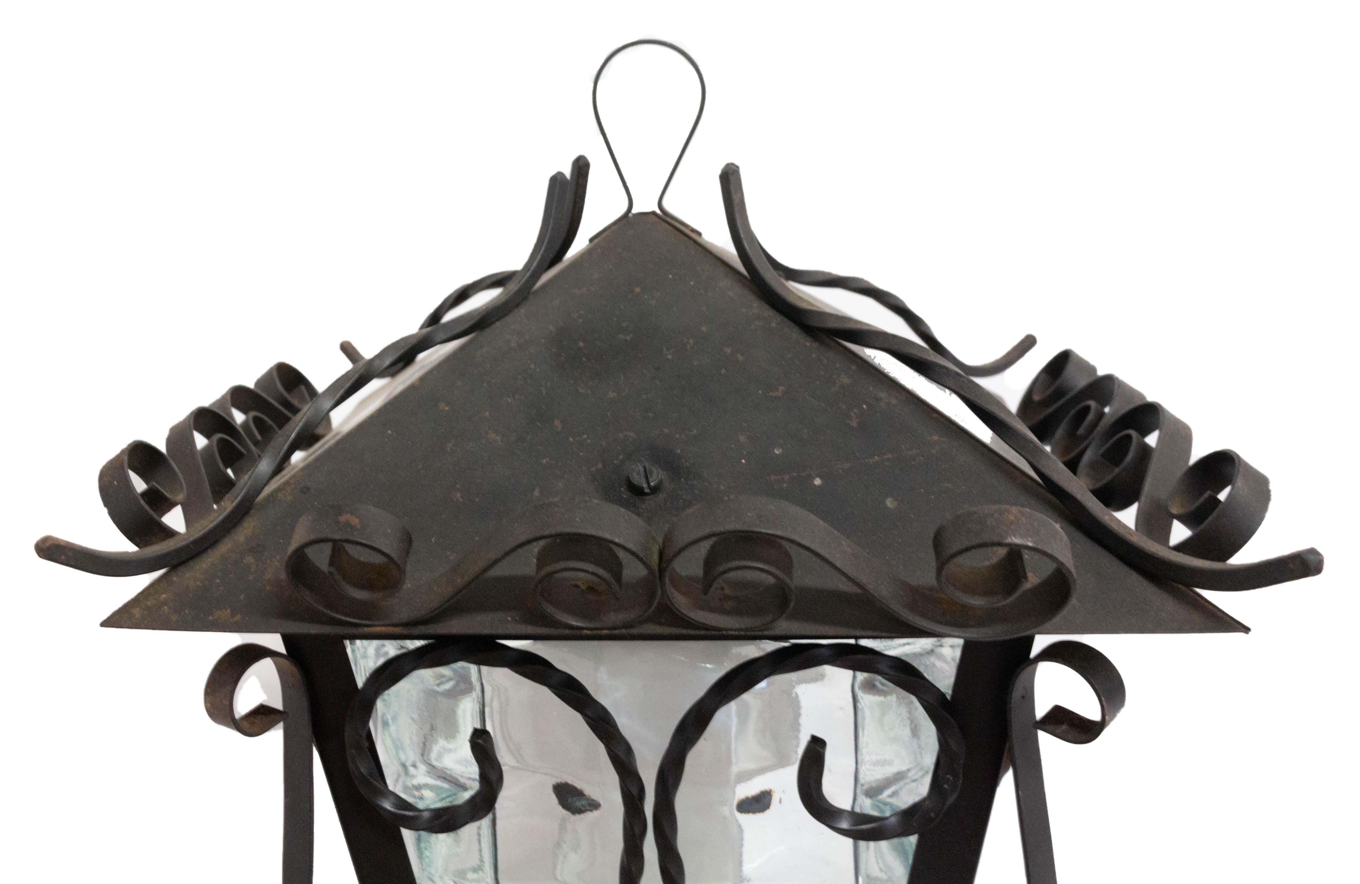 Outdoor Pair Sconces Exterior Wall Light Lantern Iron Glass, French  2