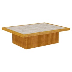 Outdoor Palau Coffee Table - Elegant Iroko Wood Coffee Table with Sculpted Base