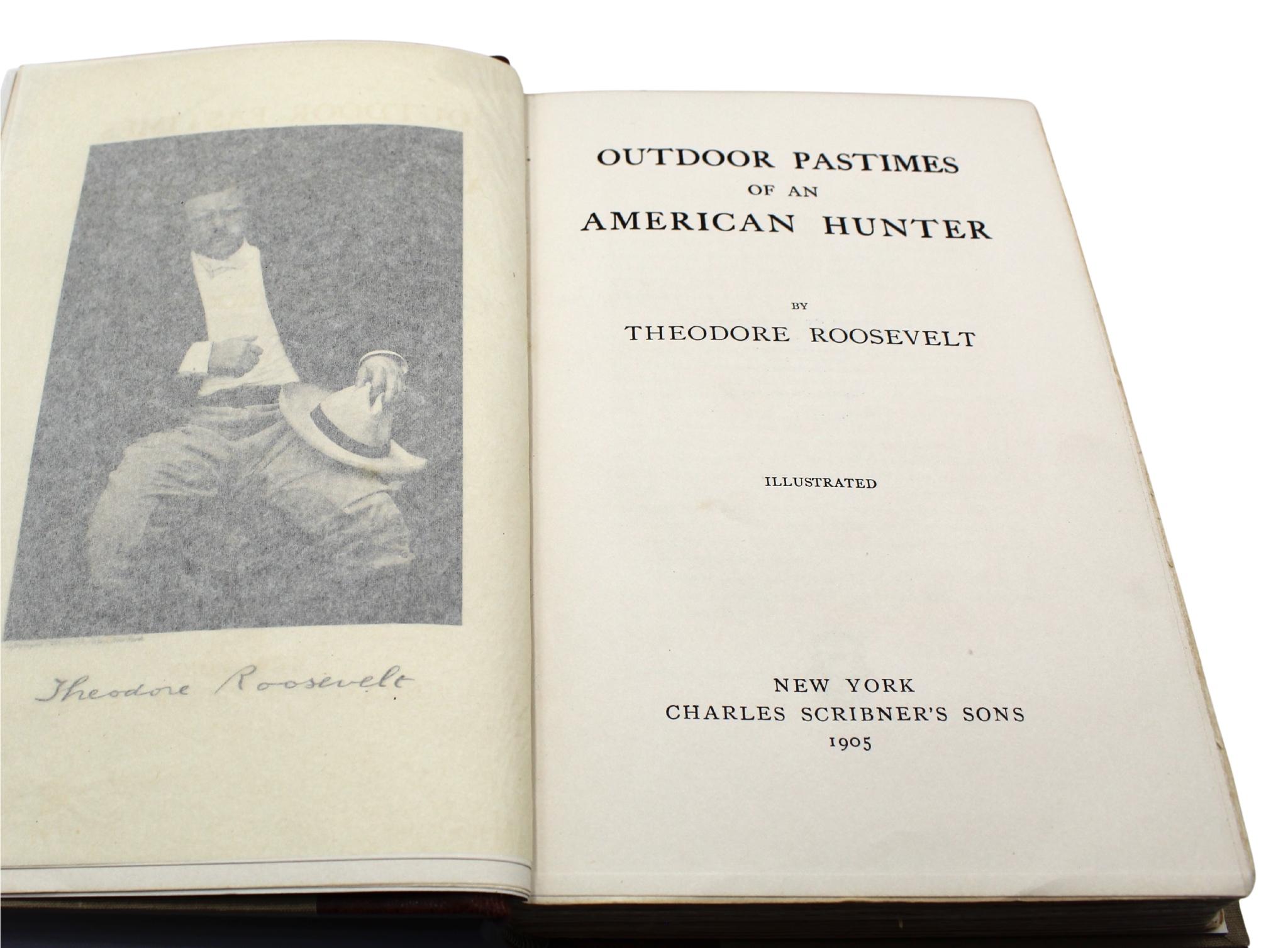 Outdoor Pastimes of an American Hunter von Theodore Roosevelt, Erstausgabe 1905 (Leder)