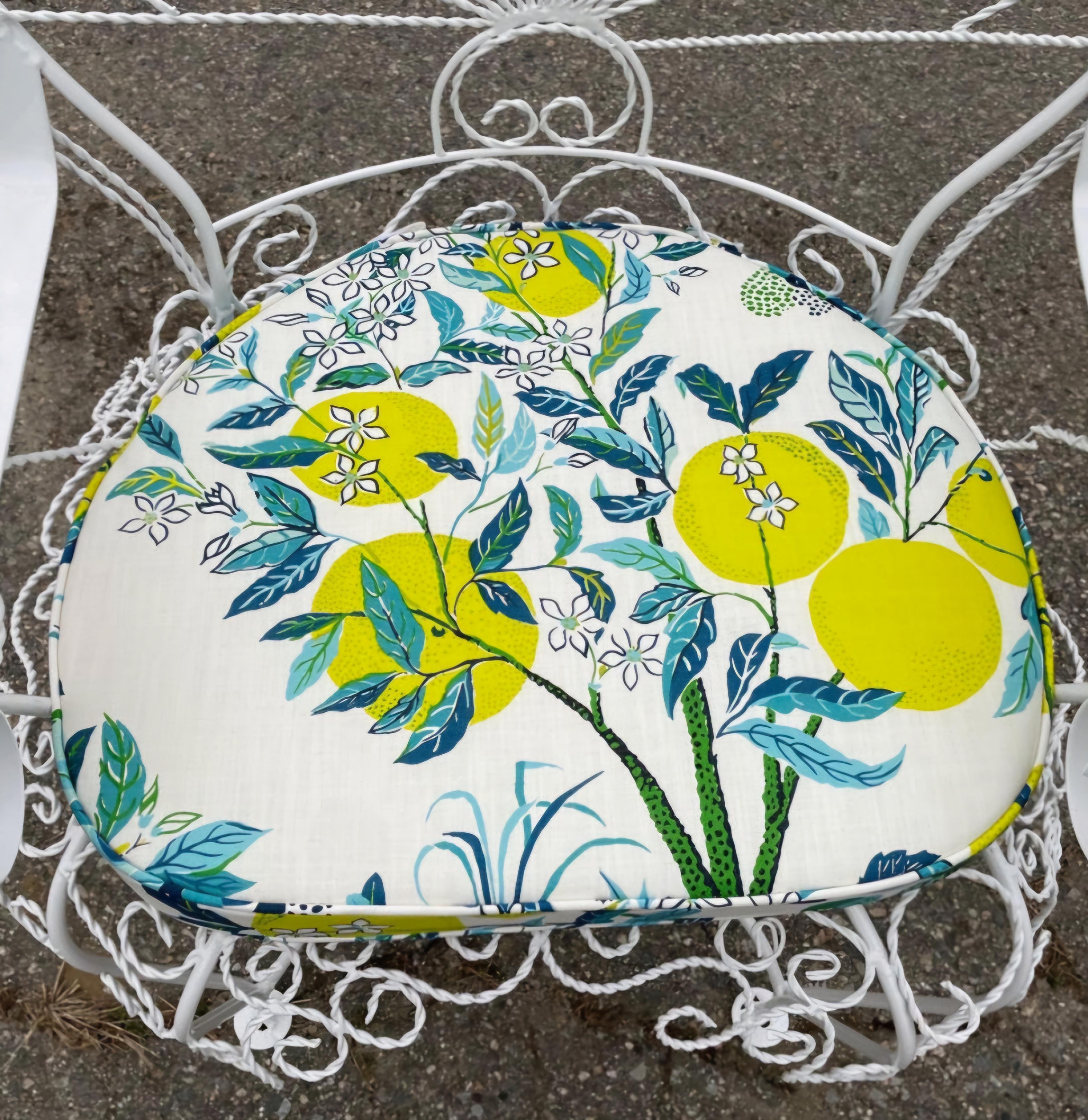 Hand-Crafted Wrought Iron Outdoor Patio Furniture Cushions Custom Made For Sale