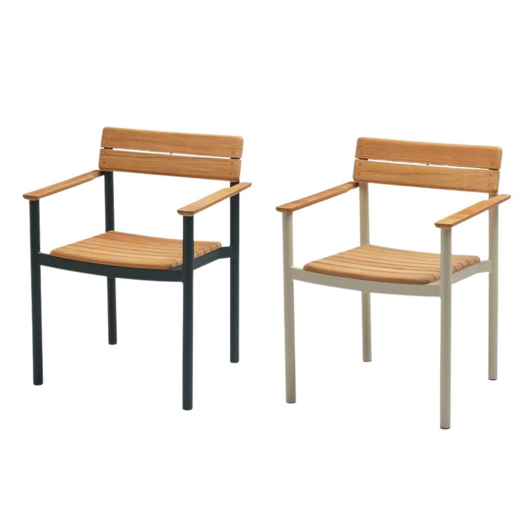 Outdoor 'Pelagus' Chair in Teak and Hunter Green Aluminum for Skagerak For Sale 5