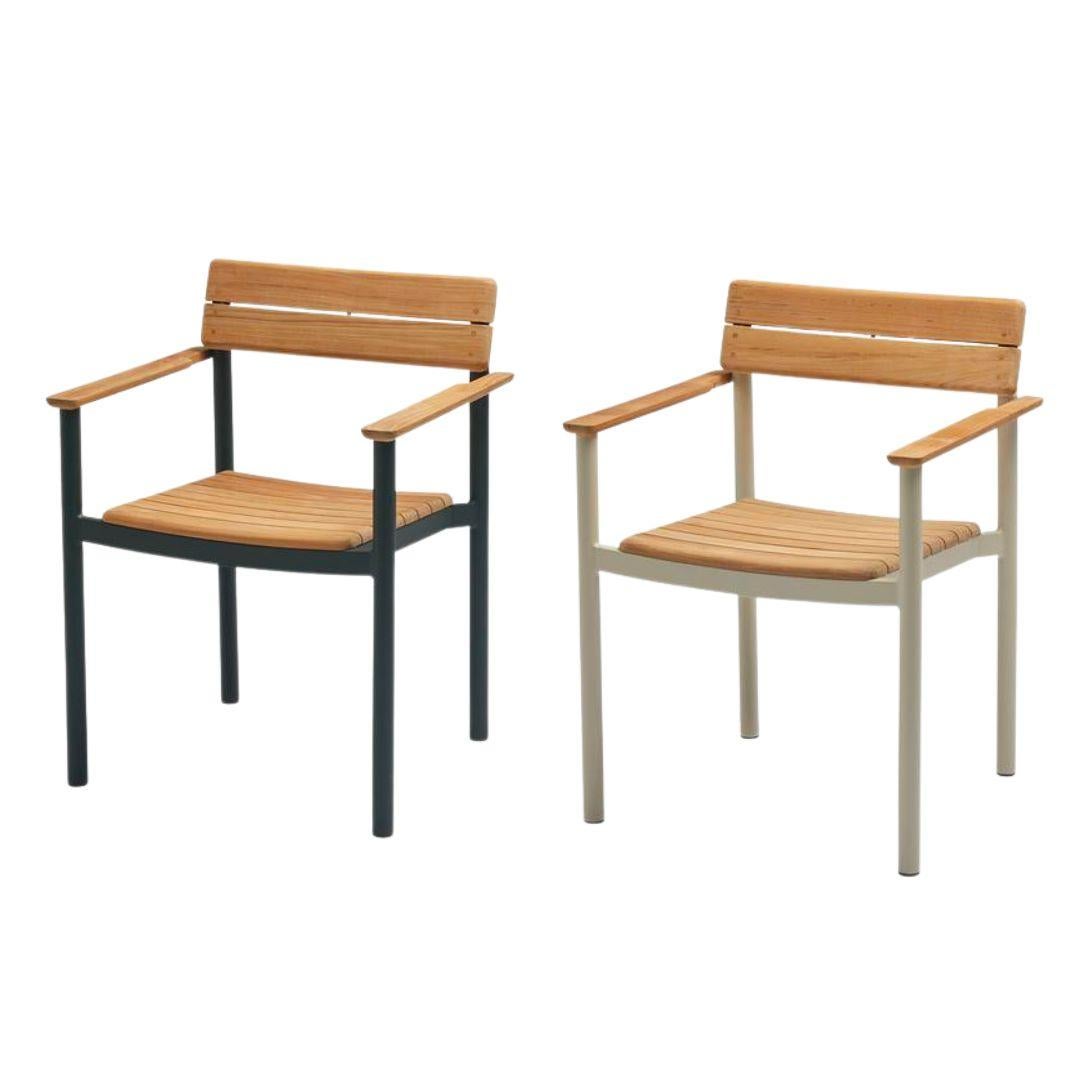 Outdoor 'Pelagus' Chair in Teak and Hunter Green Aluminum for Skagerak For Sale 5