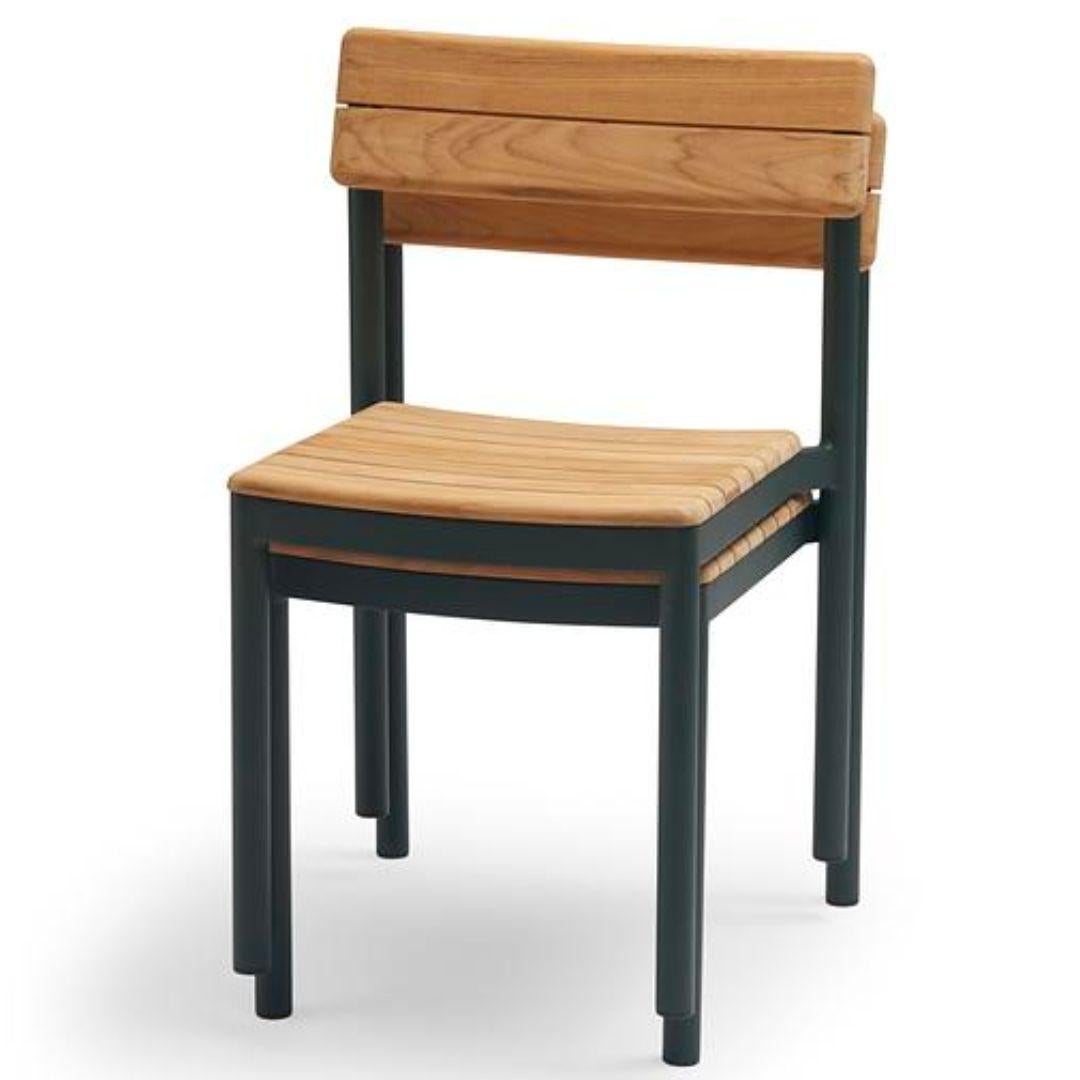 Danish Outdoor 'Pelagus' Chair in Teak and Hunter Green Aluminum for Skagerak For Sale