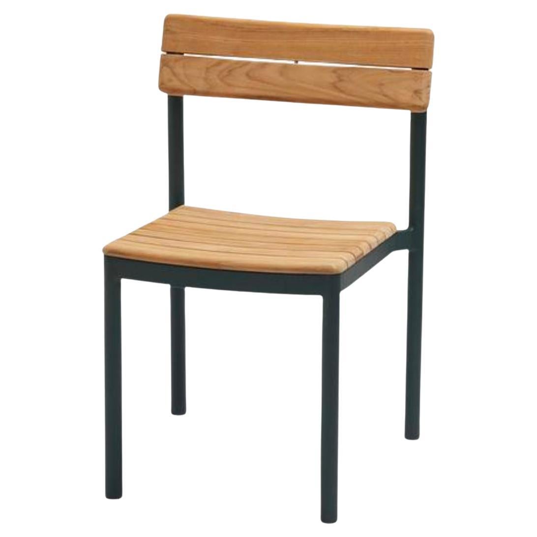 Stuhl „Pelagus“ für den Außenbereich aus Teakholz und Jägergrünem Aluminium für Skagerak