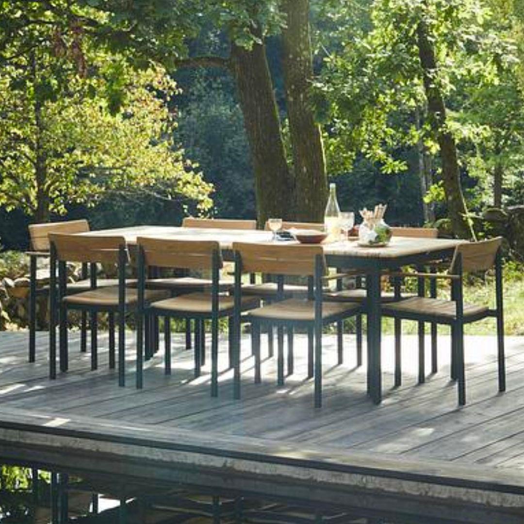 XXIe siècle et contemporain Table à manger d'extérieur 'Pelagus' en teck et aluminium ivoire pour Skagerak en vente