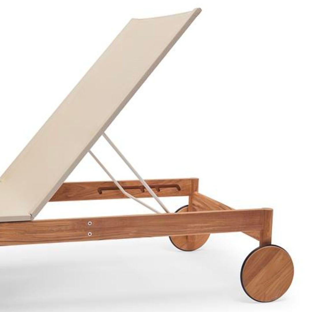 Wood Outdoor 'Pelagus' Sunbed in Teak and Fabric for Skagerak For Sale
