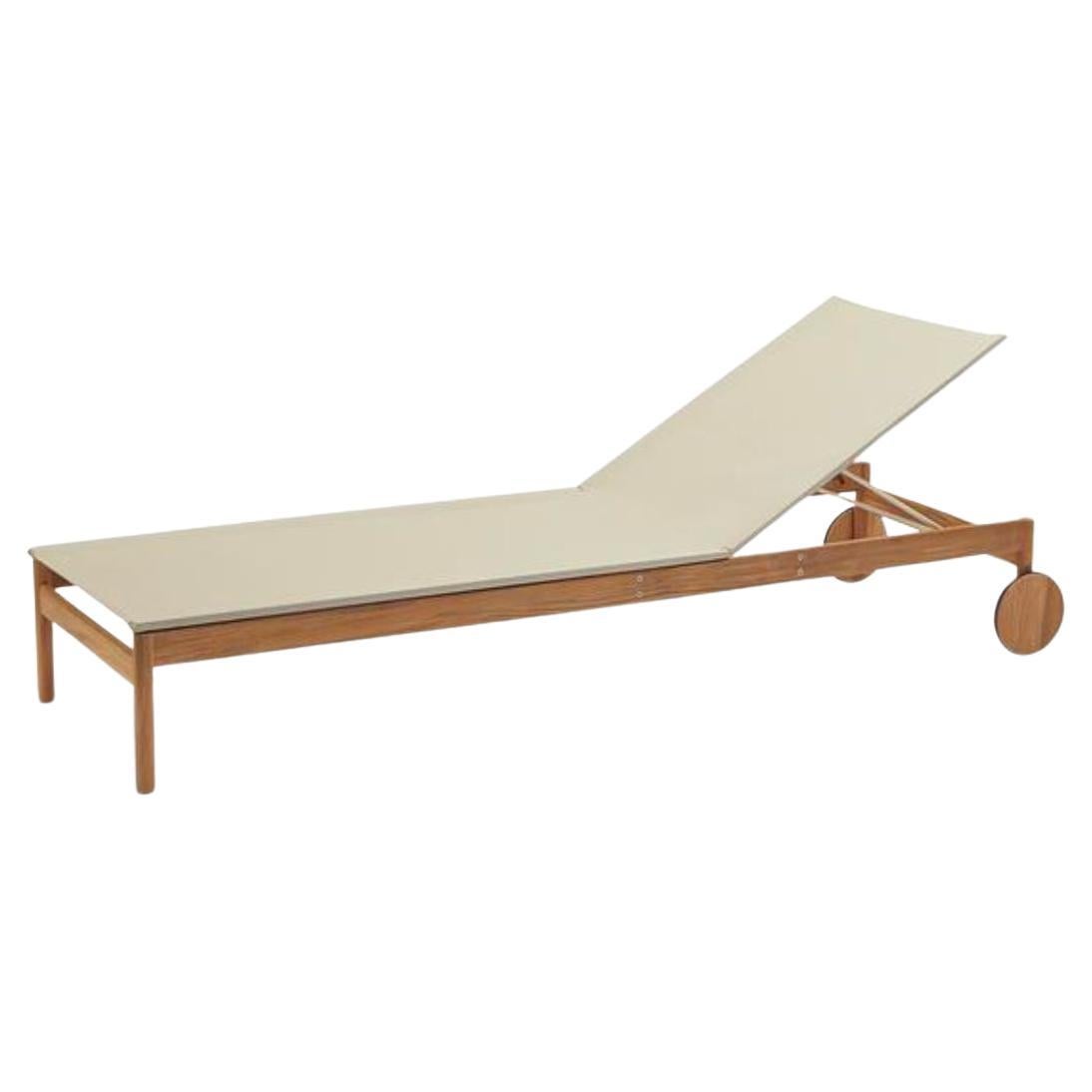 Outdoor 'Pelagus' Sunbed in Teak and Fabric for Skagerak For Sale
