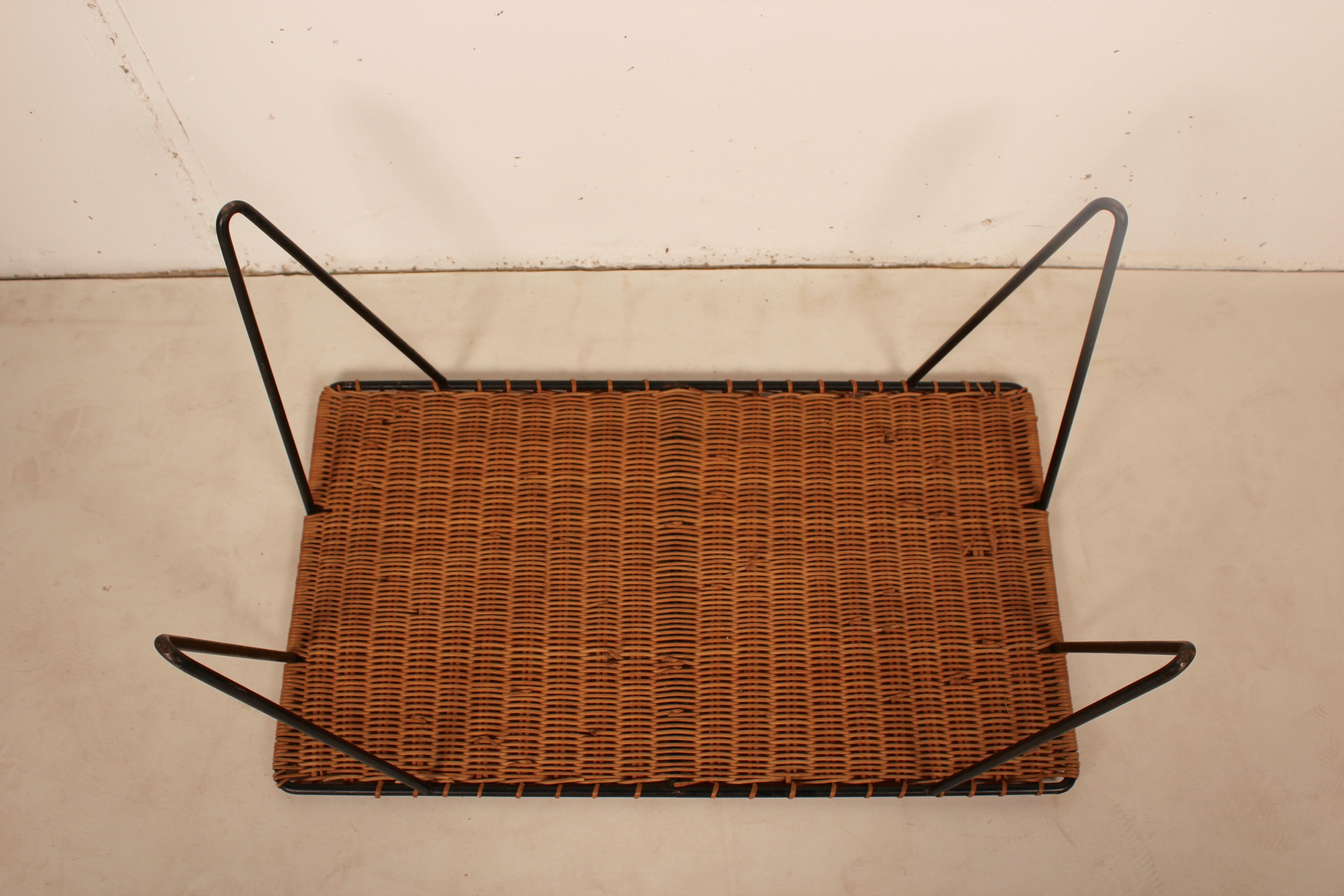 Outdoor Rattan Wicker Set, Coffee Table and 2 Chairs by Raoul Guys, France, 1950 1