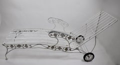 Outdoor Reclining Chaise with Metal Foliate Motif