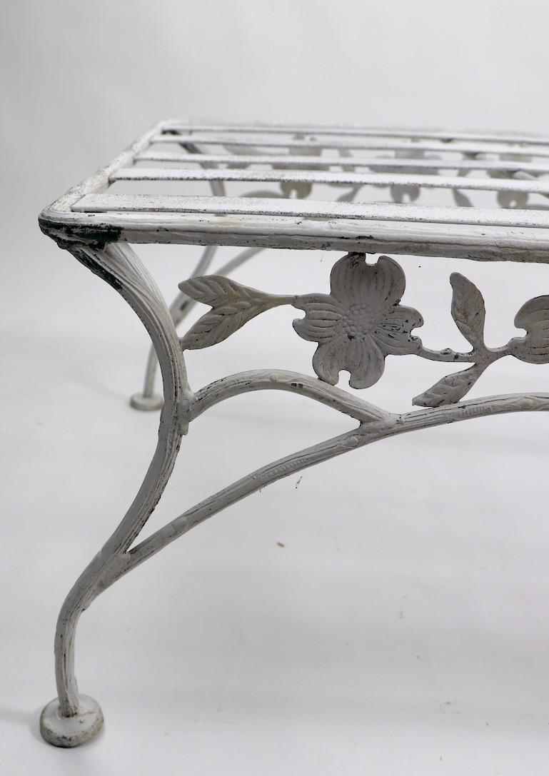 Outdoor Reclining Chaise with Metal Foliate Motif For Sale 3