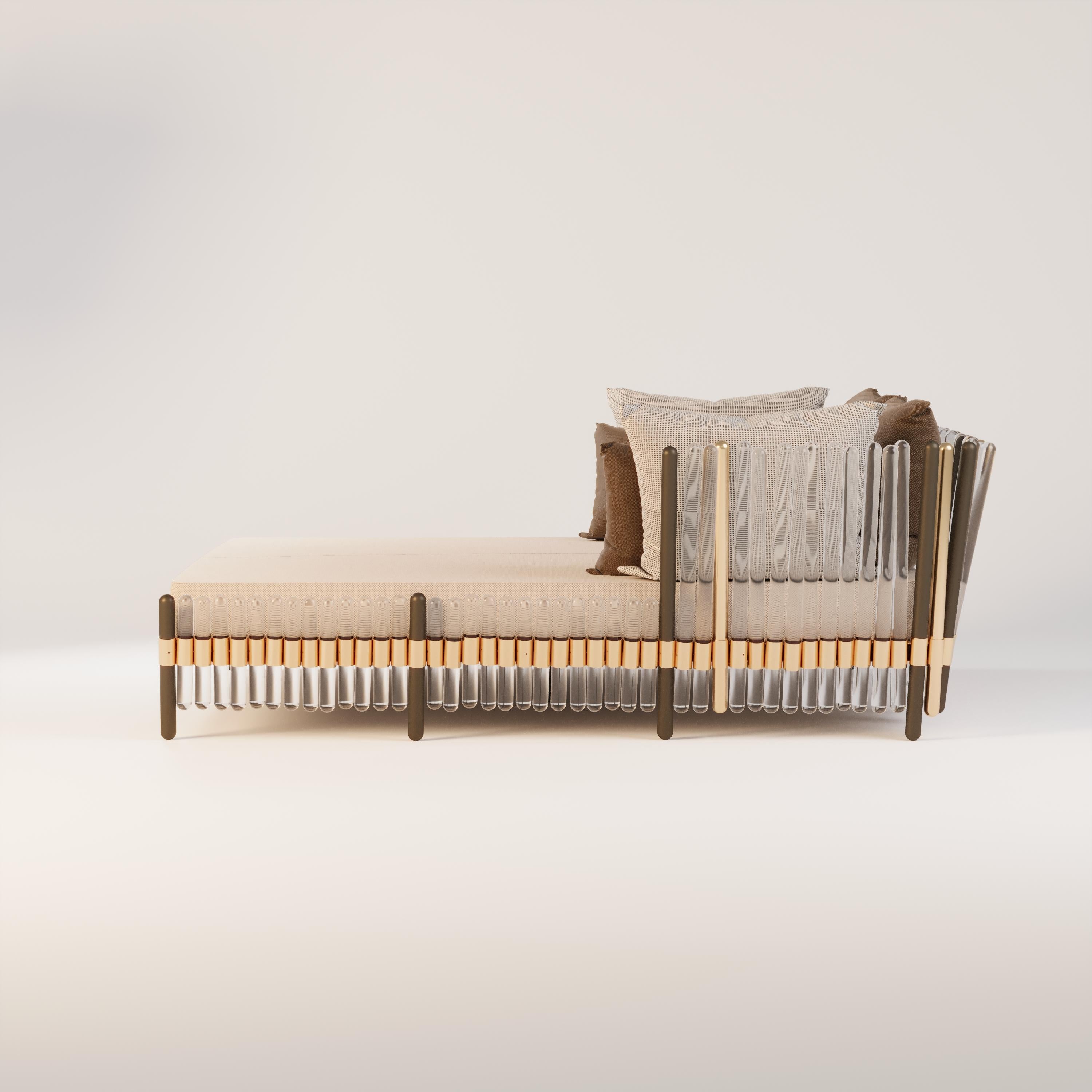 Stilvolles Houdini-Terrassen-Tagesbett mit Bronze- und EAU-Gold-Akzenten (Portugiesisch) im Angebot