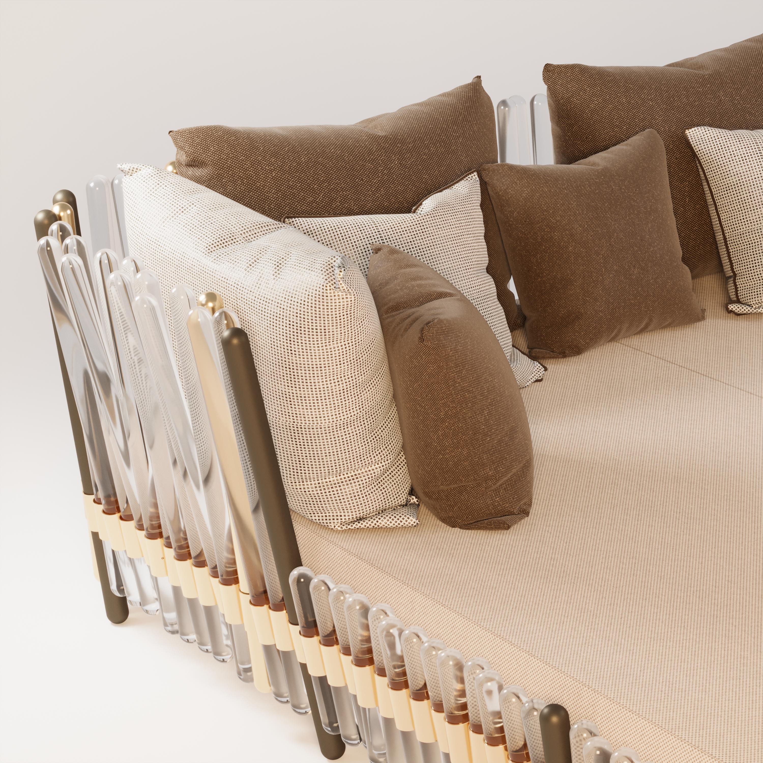 Stilvolles Houdini-Terrassen-Tagesbett mit Bronze- und EAU-Gold-Akzenten (Edelstahl) im Angebot