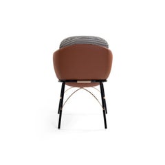 Waterproof Fabric and Brown Outdoor Leather Dining Chair