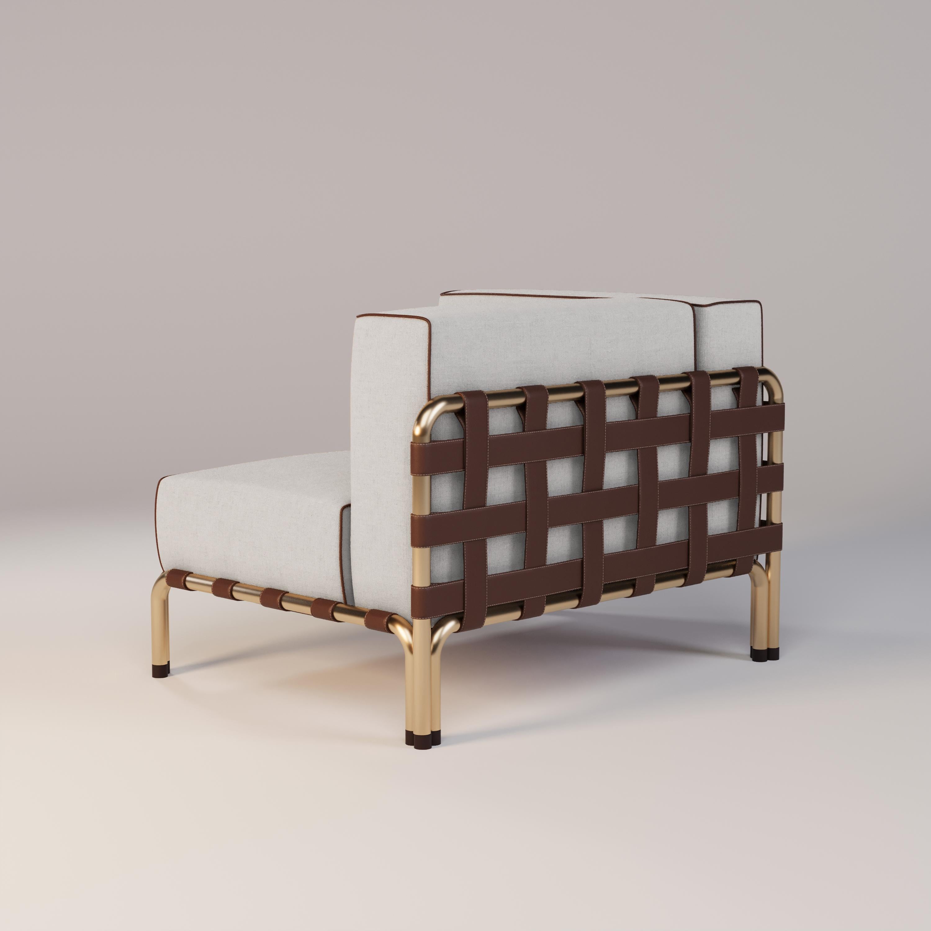XXIe siècle et contemporain Fauteuil d'extérieur modulaire robuste avec accents en cuir en vente
