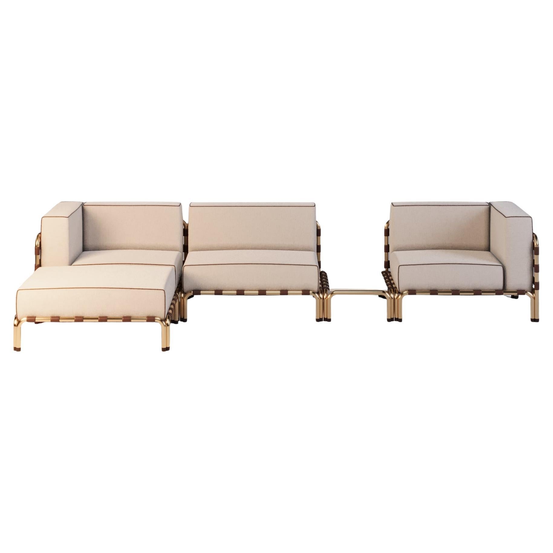 Fauteuil d'extérieur modulaire robuste avec accents en cuir