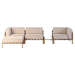 Fauteuil d'extérieur modulaire robuste avec accents en cuir