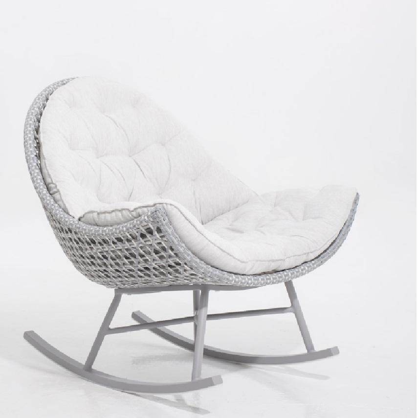 Outdoor Rocking Chair in Open Wicker Weave  In New Condition For Sale In New York, NY