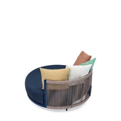 Outdoor Round Daybed Upholstered in Fabric with Cushions