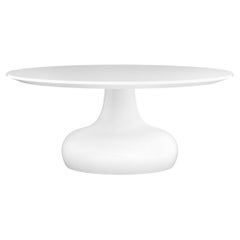 Outdoor Round Dining Table In Matte White Lacquer 