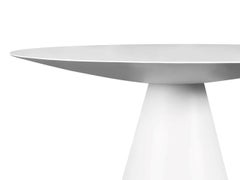 Runder Esstisch für draußen in Lack-weiß