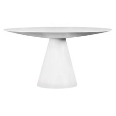 Outdoor Round Dining Table in White Lacquer