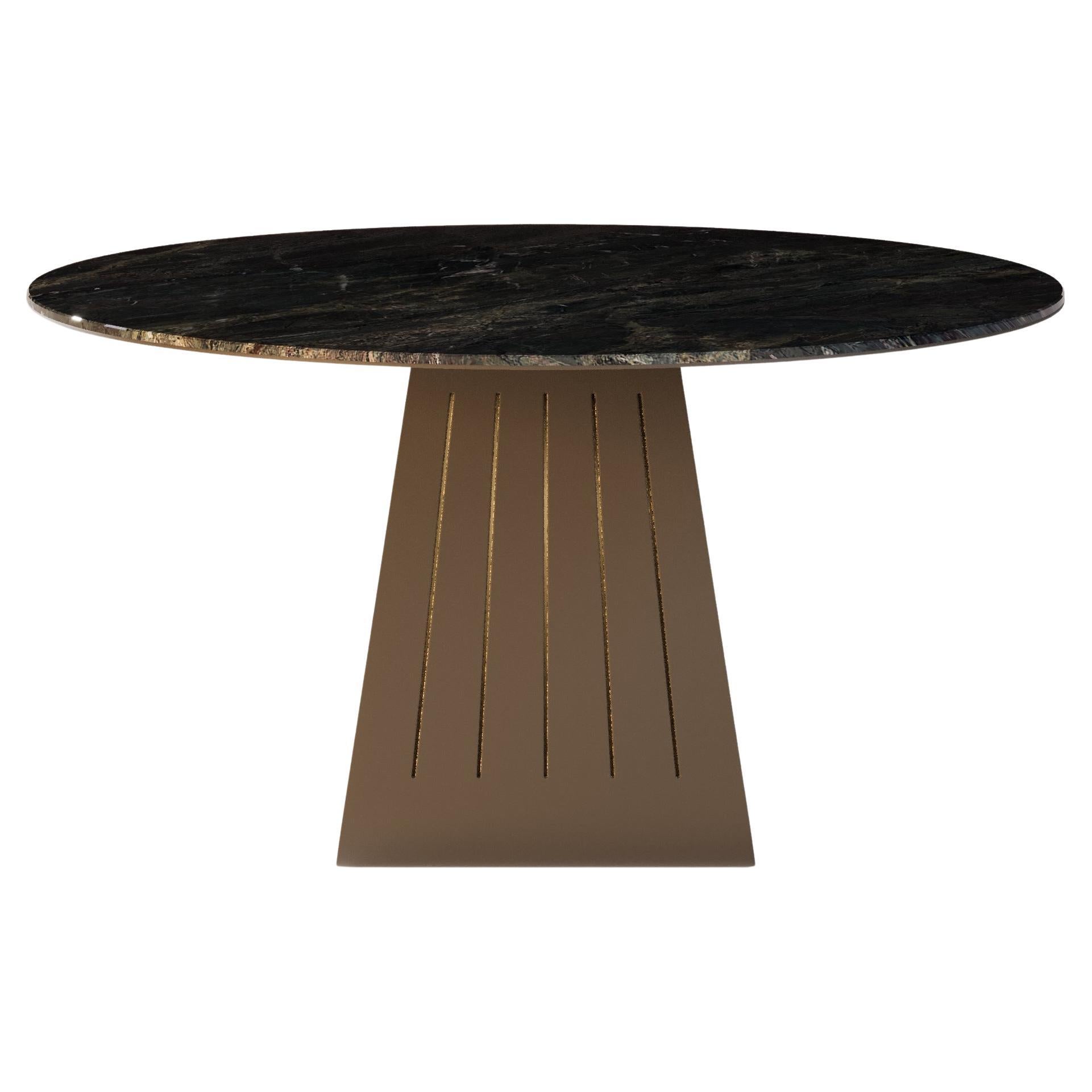 Outdoor Round Dining Table with Green Neolith Top