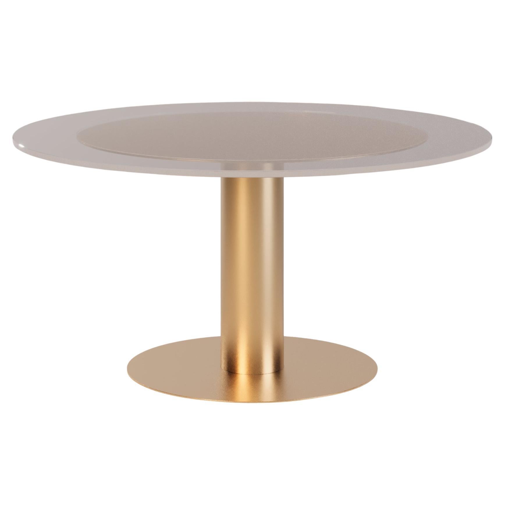 Table de salle à manger ronde d'extérieur avec structure métallique et plateau en acrylique