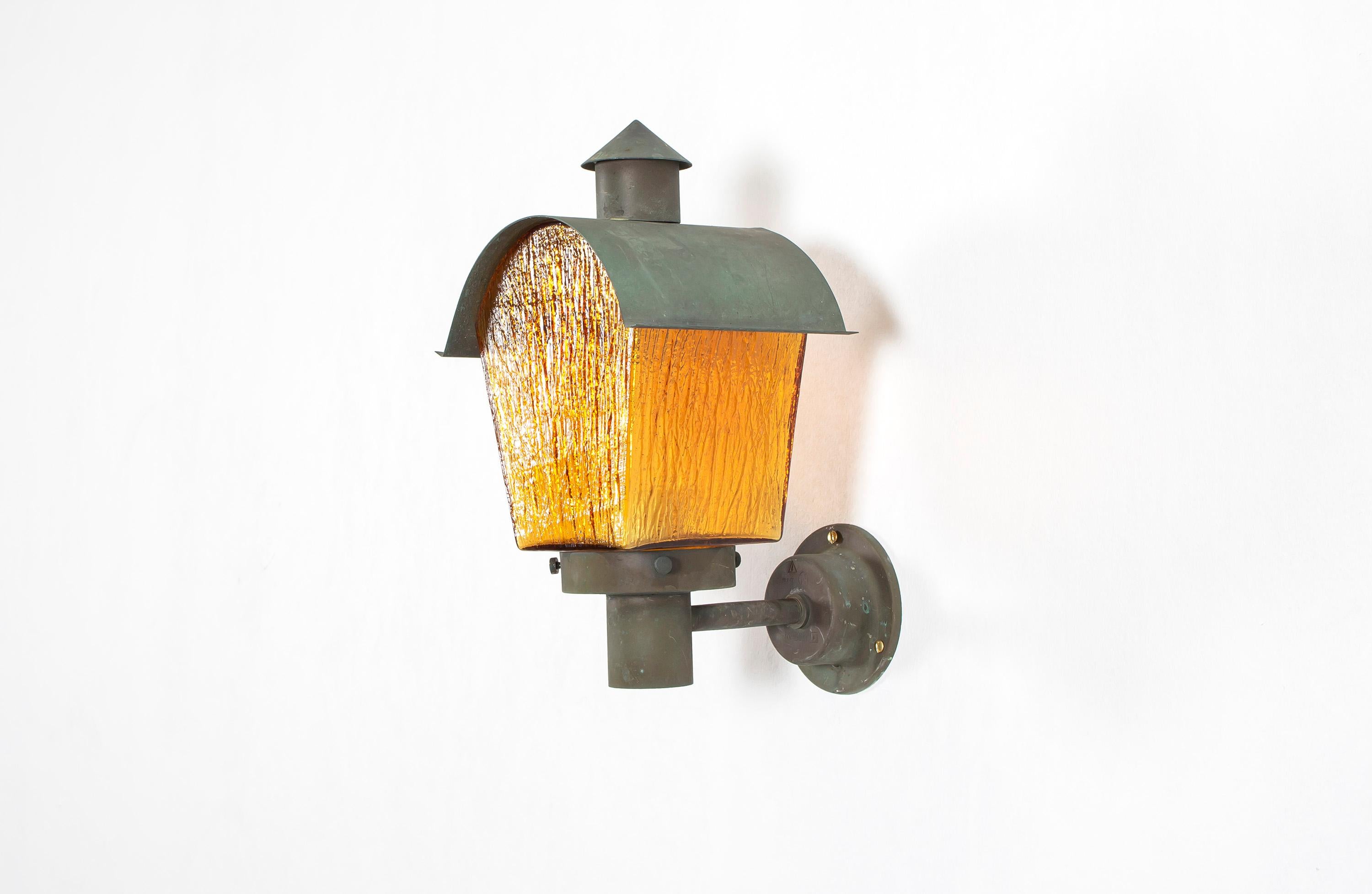 Mid-Century Modern Outdoor Scandinavian Wall Light in Copper, 1960s For Sale