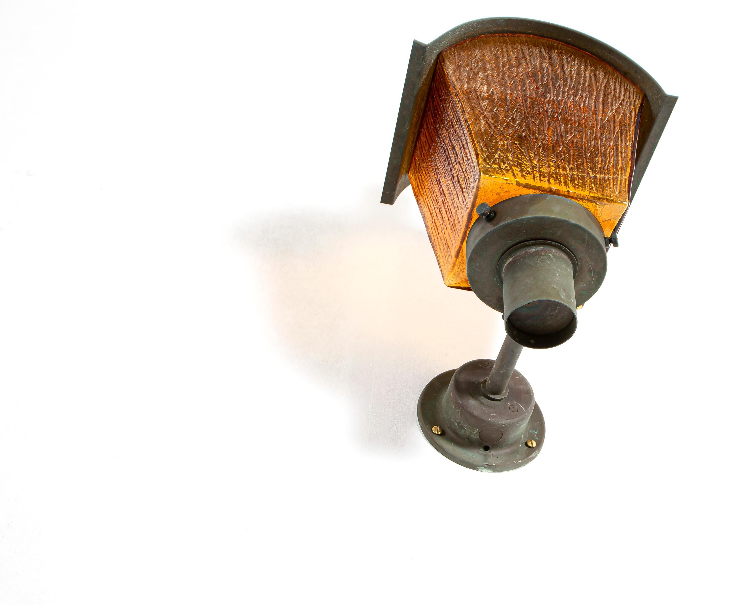 Late 20th Century Outdoor Scandinavian Wall Light in Copper, 1960s For Sale
