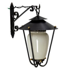 Retro Outdoor Sconce Exterior Wall Light Lantern Brass Iron & Glass, French