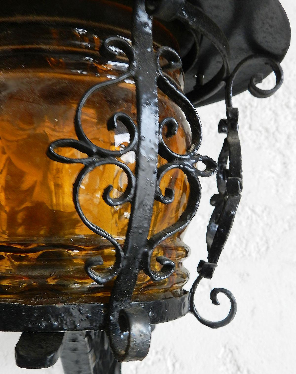 Outdoor Sconce Exterior Wall Light Lantern Iron Glass, French  In Good Condition In Labrit, Landes