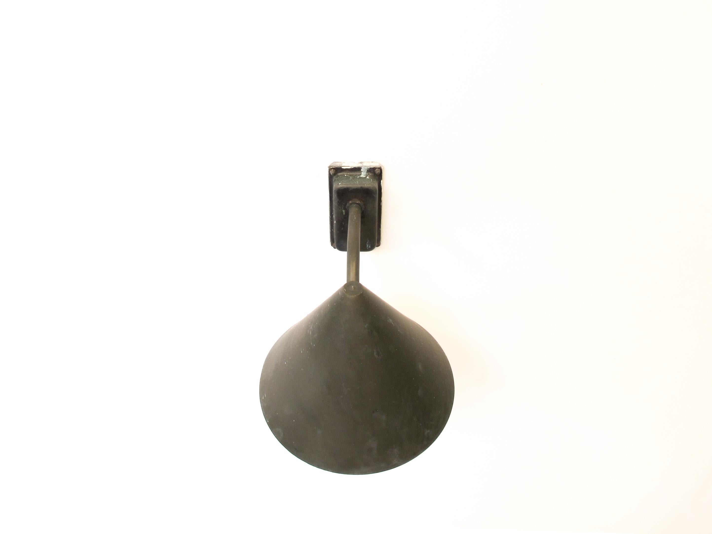 Hans-Agne Jakobsson 'Tratten' patinated copper outdoor sconce. 
Wires are cut but can be rewired by professional 3rd hand party for an additional fee. 
White lacquered inside of the scone.