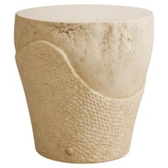 Outdoor Sculptural Artistic Side Table In Aged Plaster Finish