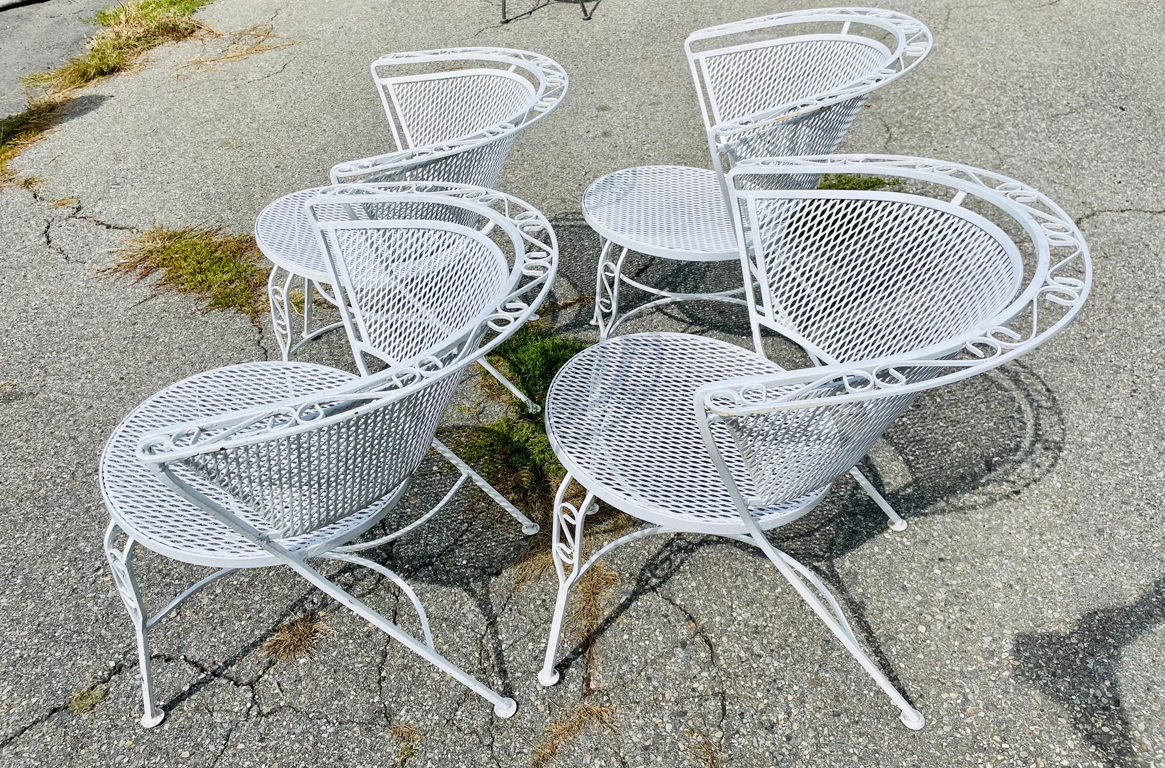 Mid-Century Modern Vintage Wrought Iron Patio Chairs For Sale
