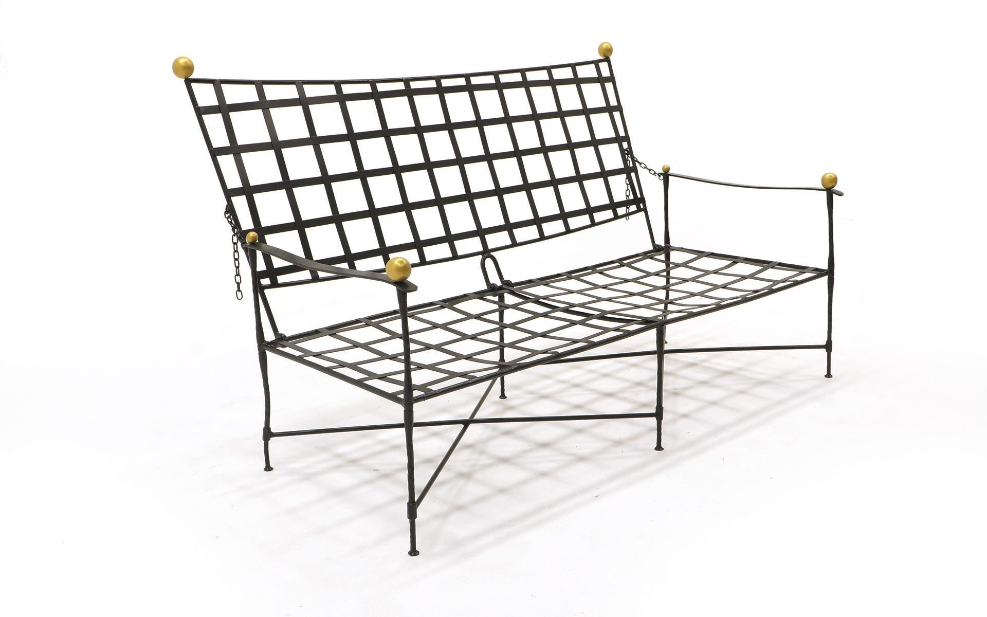 Patio love seat / loveseat designed by Mario Papperzini for the John Salterini Company, 1950s. We have the companion coffee table and chair with ottoman in our other listings. All have been professionally media blasted and powder coated in a satin